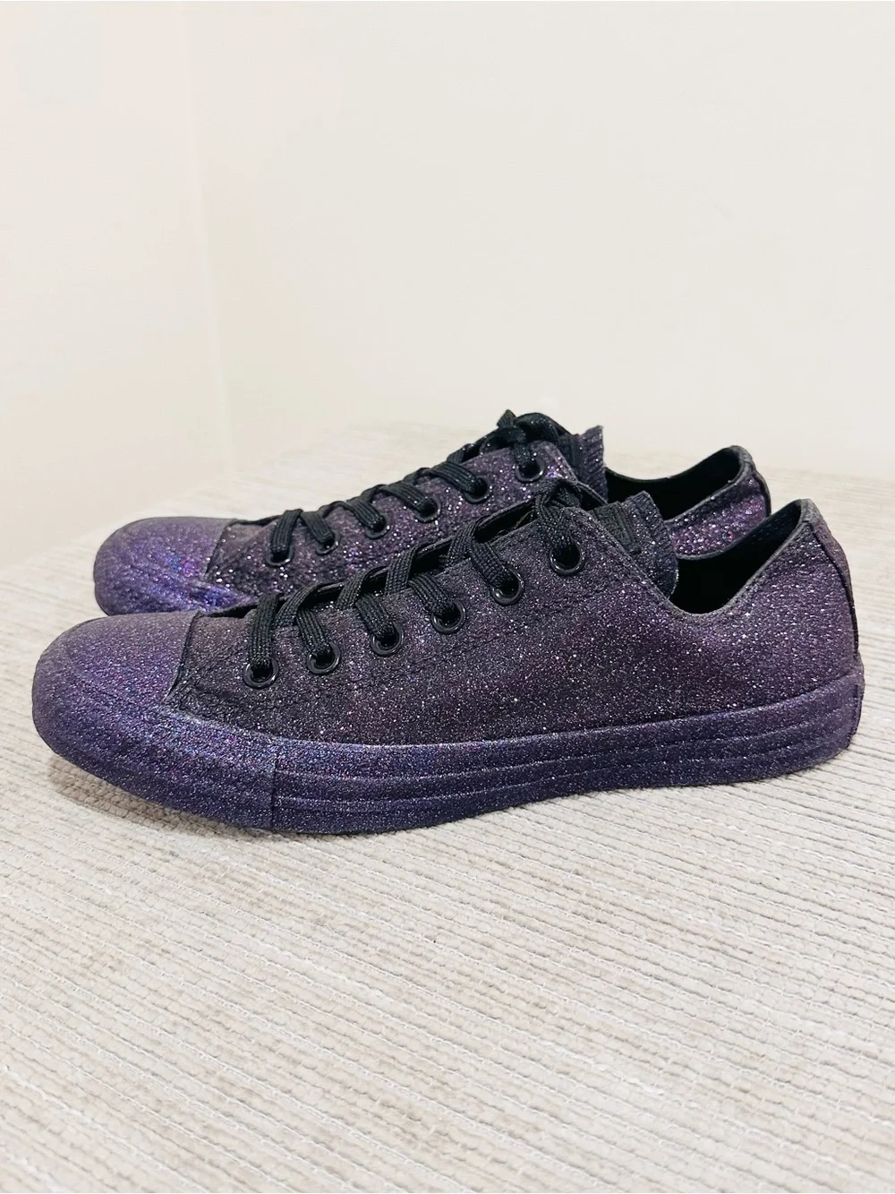 Converse Chuck Taylor All Star Low Glitter Purple Black 162992C Women 8 Men 6